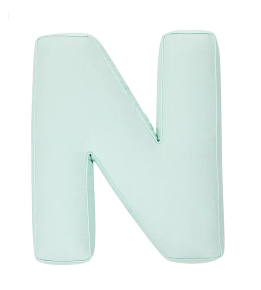 Cuscino lettera "N" menta